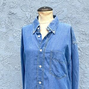 Mens Chambray Tencel Shirt Size large Button Down